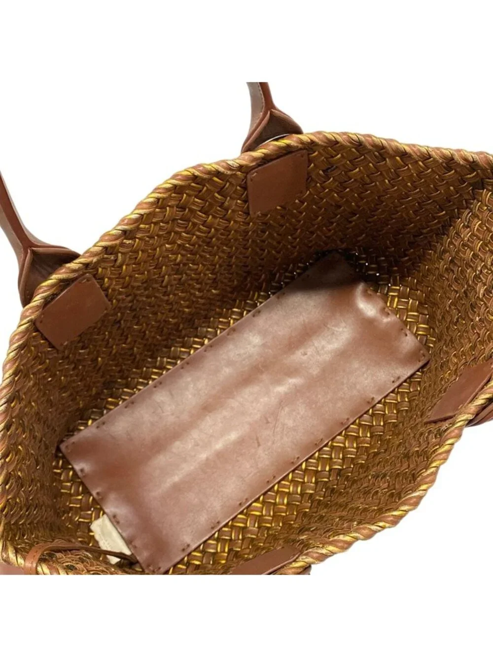 Bottega Veneta Tote Cabas PM Brown Gold Limited Edition Leather